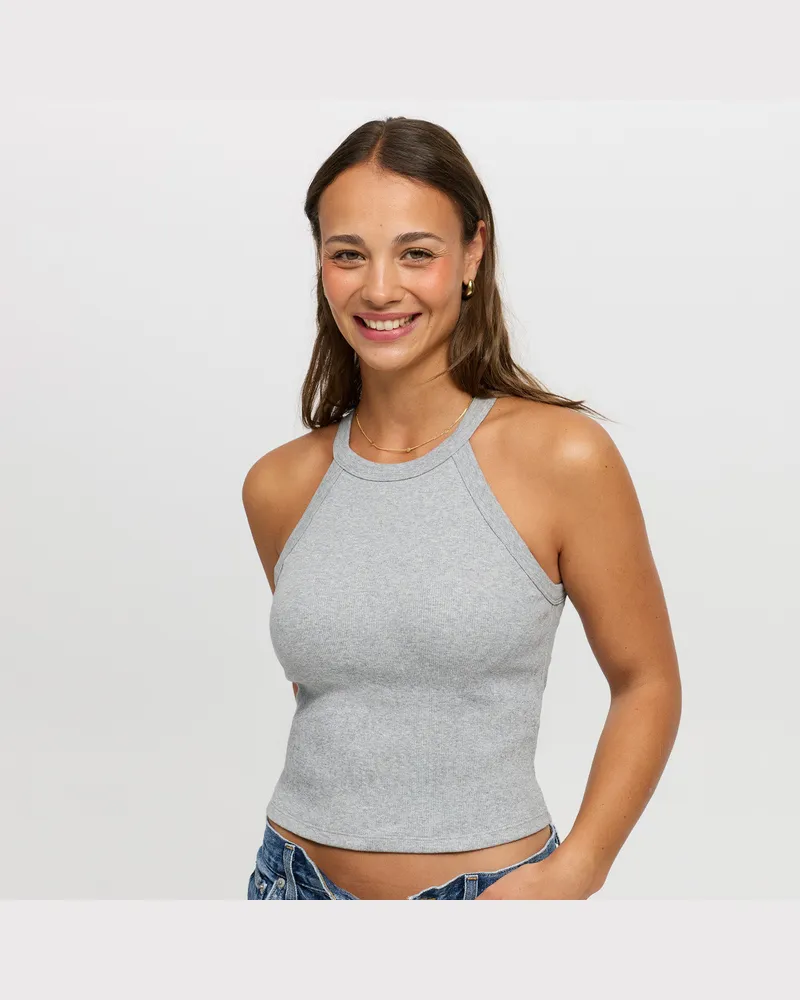 creamy fabrics Neckholder Bratop - Grey Melange / M 