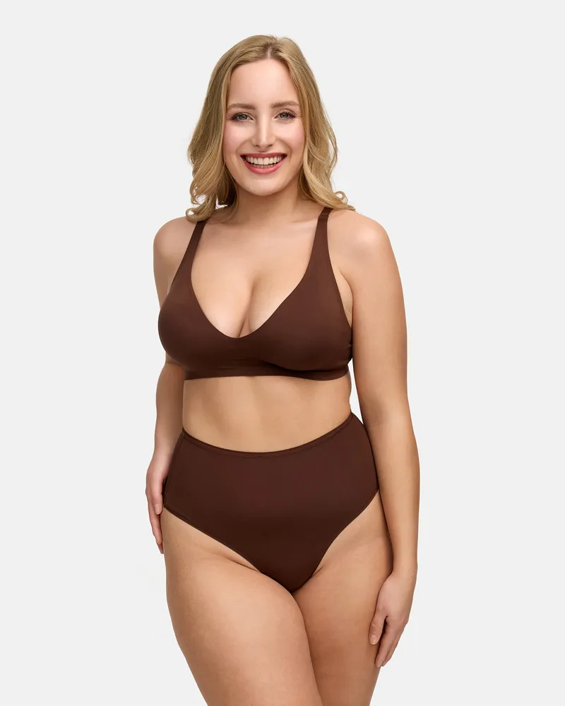 creamy fabrics High-Waist Tanga | 3er Pack - Kakao / L 