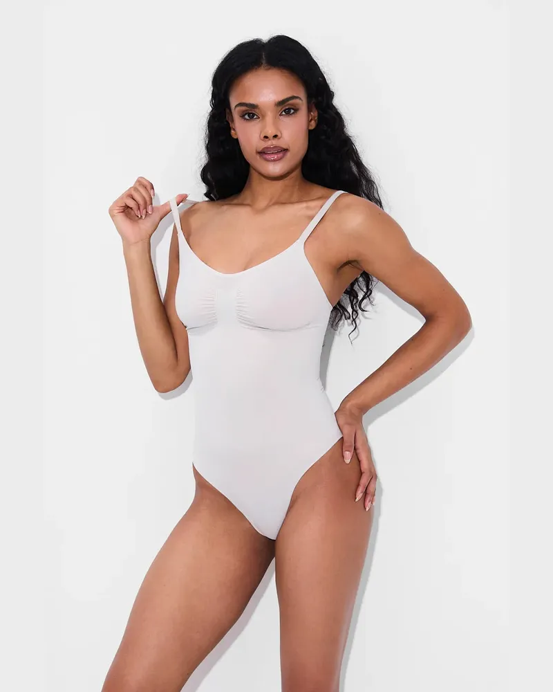 creamy fabrics Bodysuit Sculpting Shapewear mit Slip - Light Grey / L 