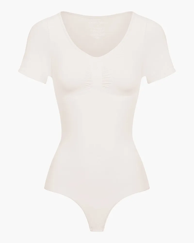 creamy fabrics T-Shirt Bodysuit Sculpting Shapewear mit String (#2) - Coral / XL 