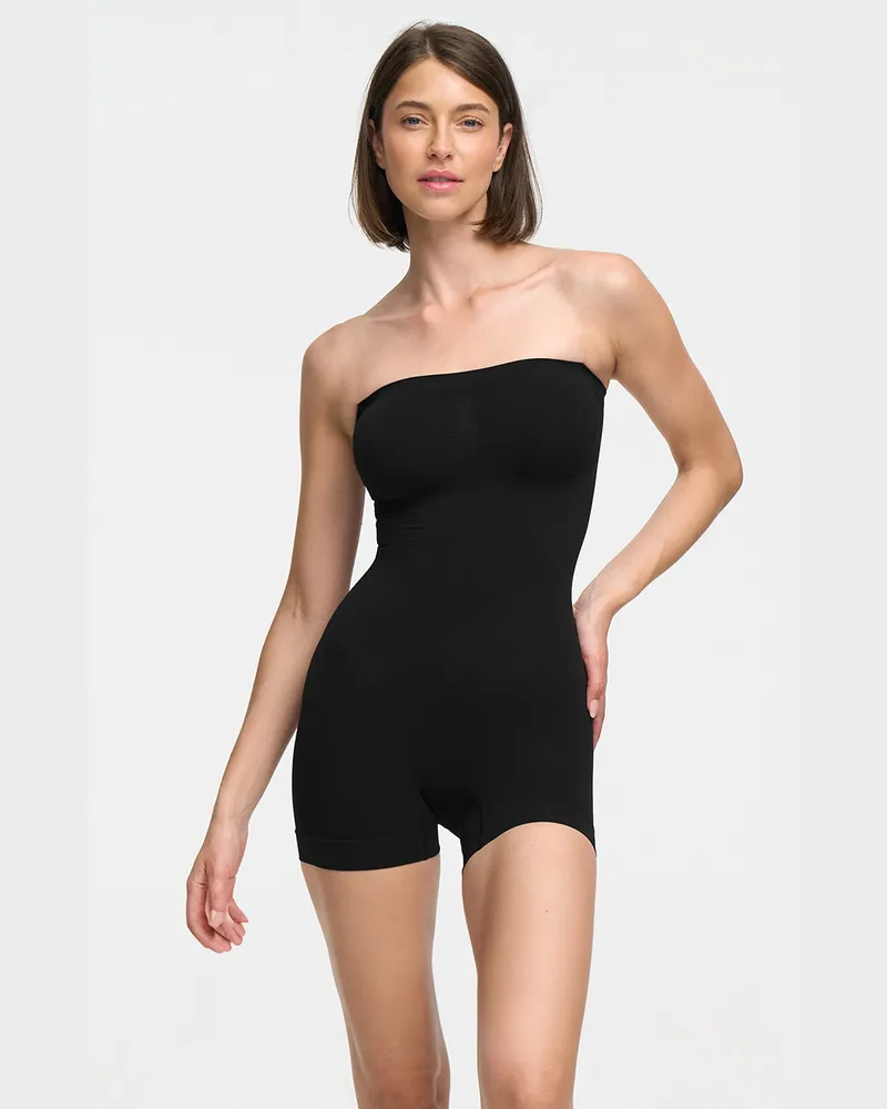creamy fabrics Trägerloser Bodysuit Sculpting Shapewear mit Shorts - Schwarz / M 