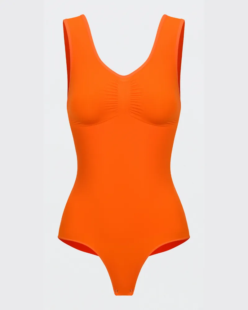 creamy fabrics Tank Bodysuit Sculpting Shapewear mit String (#2) - Sunset Orange / XS 