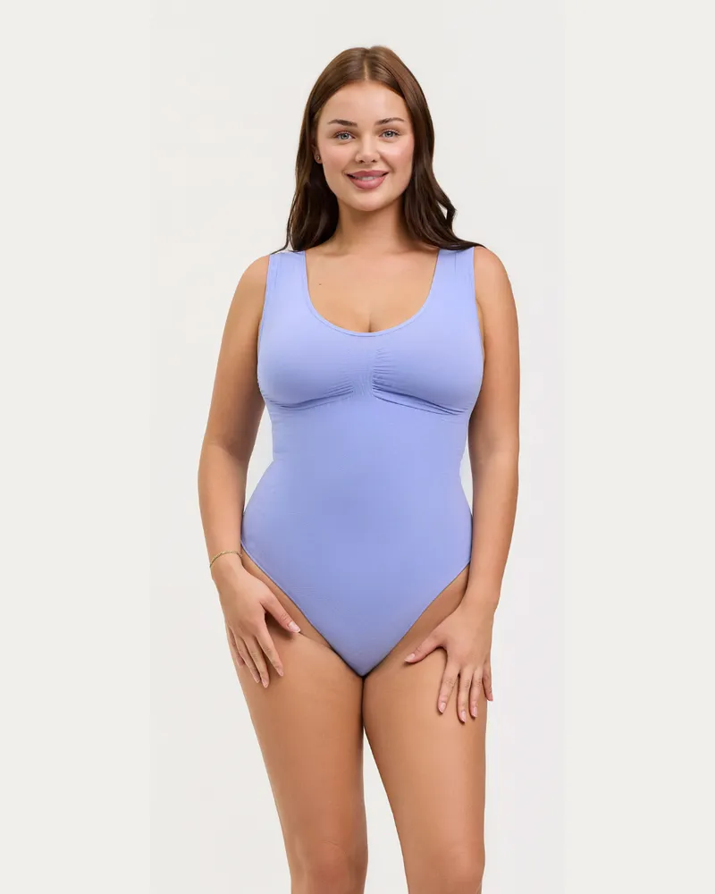 creamy fabrics Tank Bodysuit Sculpting Shapewear mit String (#2) - Soft Violet / 5XL 