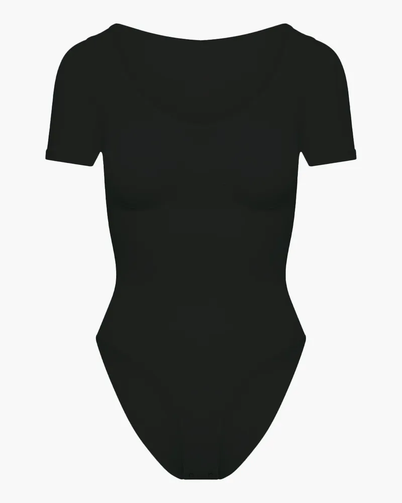 creamy fabrics T-Shirt Bodysuit Sculpting Shapewear mit Slip (#2) - Graphit / S 