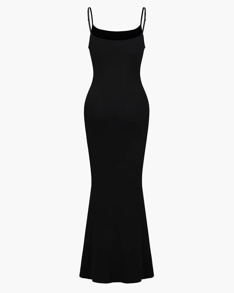 creamy fabrics Ribbed Cami Maxikleid - Schwarz / S 