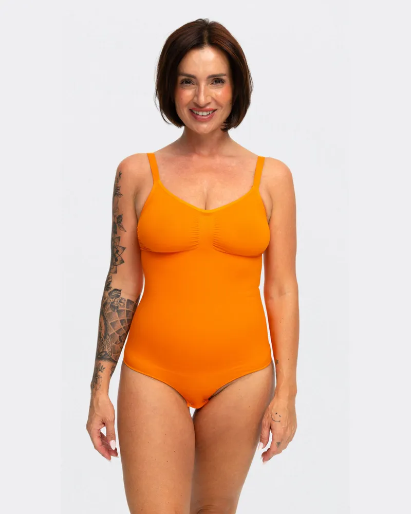 creamy fabrics Bodysuit Sculpting Shapewear mit Slip - Sunset Orange / 5XL 