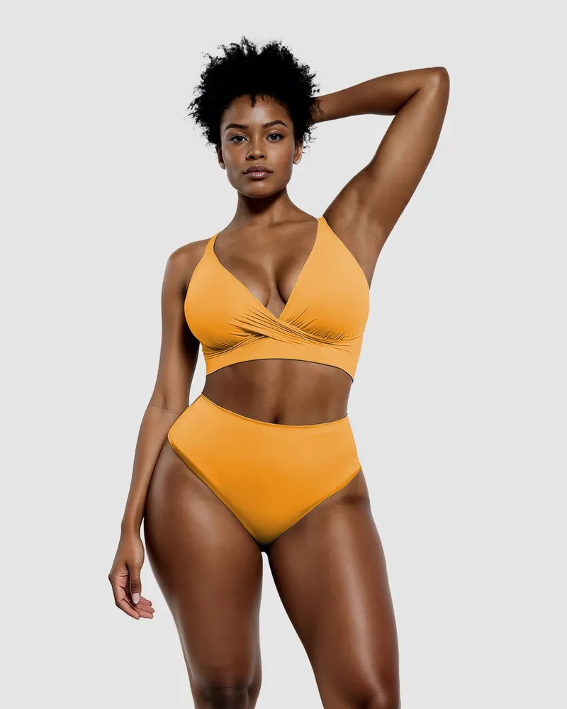 creamy fabrics Twist Bikini mit Shaping Bikinihose - Neon Orange / M 