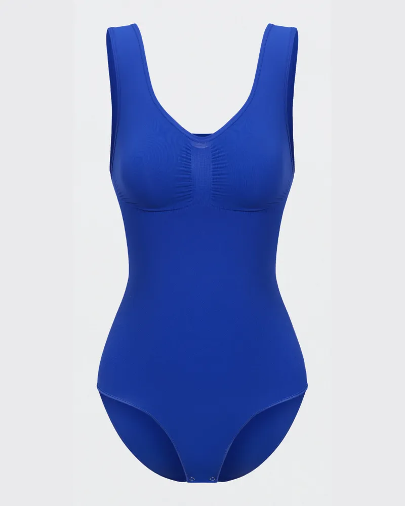 creamy fabrics Tank Bodysuit Sculpting Shapewear mit Slip (#2) - Web Surf Blue / 3XL 