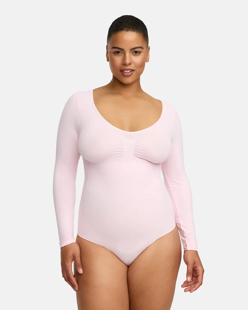 creamy fabrics Bodysuit Sculpting Shapewear Longsleeve mit Slip - Baby Pink / XS 