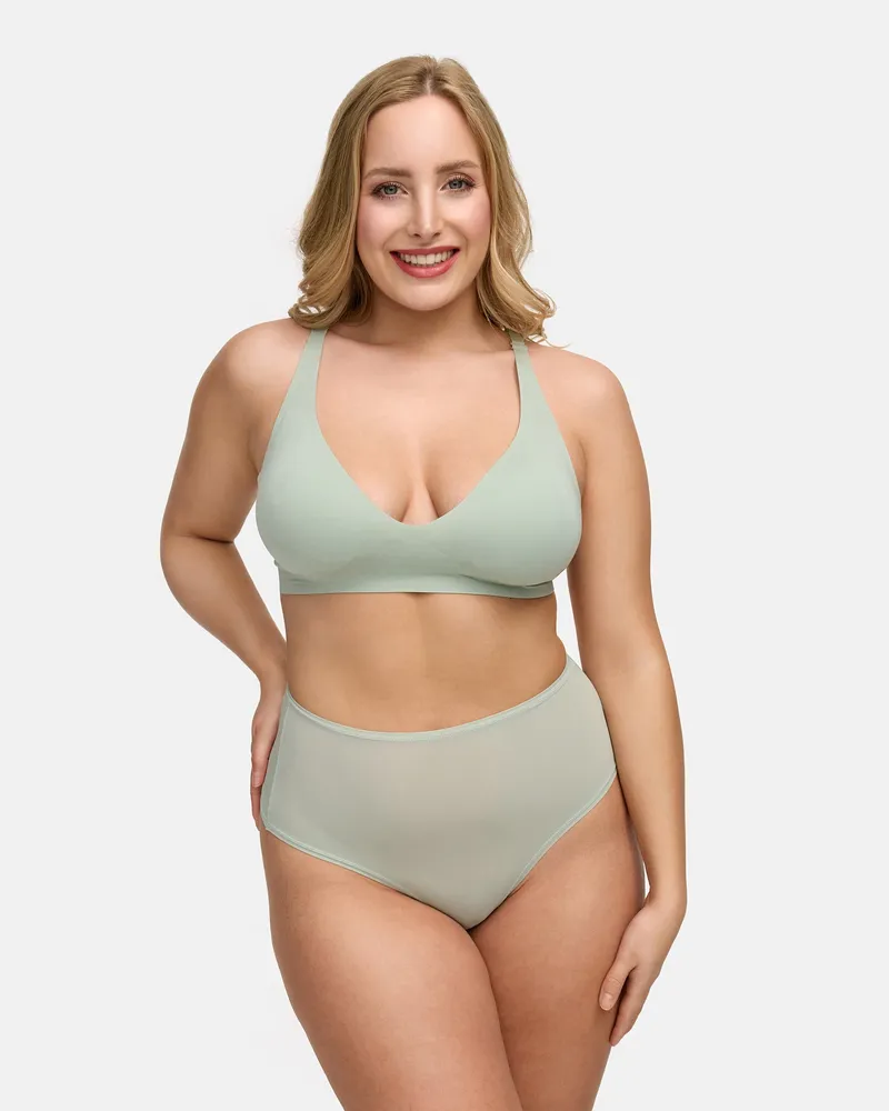 creamy fabrics High-Waist Tanga | 3er Pack - Sage Green / L 