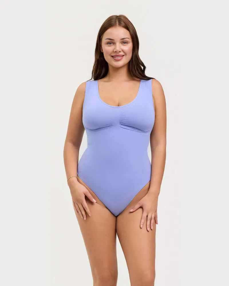 creamy fabrics Tank Bodysuit Sculpting Shapewear mit Slip (#2) - Soft Violet / L 