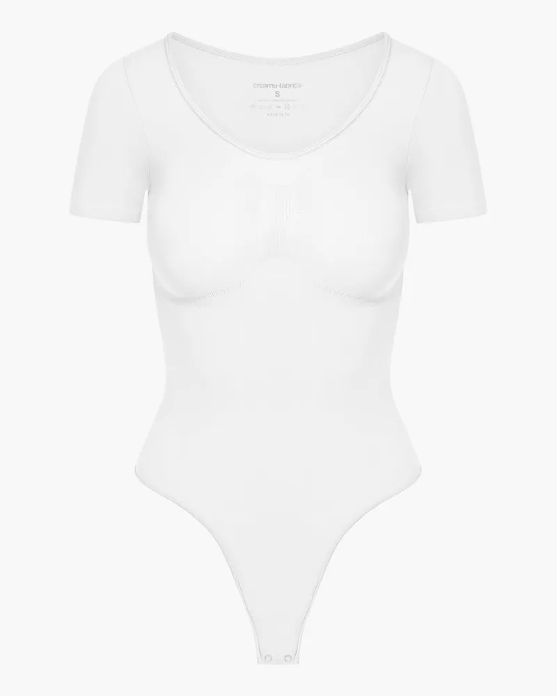 creamy fabrics Bodysuit Sculpting Shapewear T-Shirt mit String - Weiß / XL 