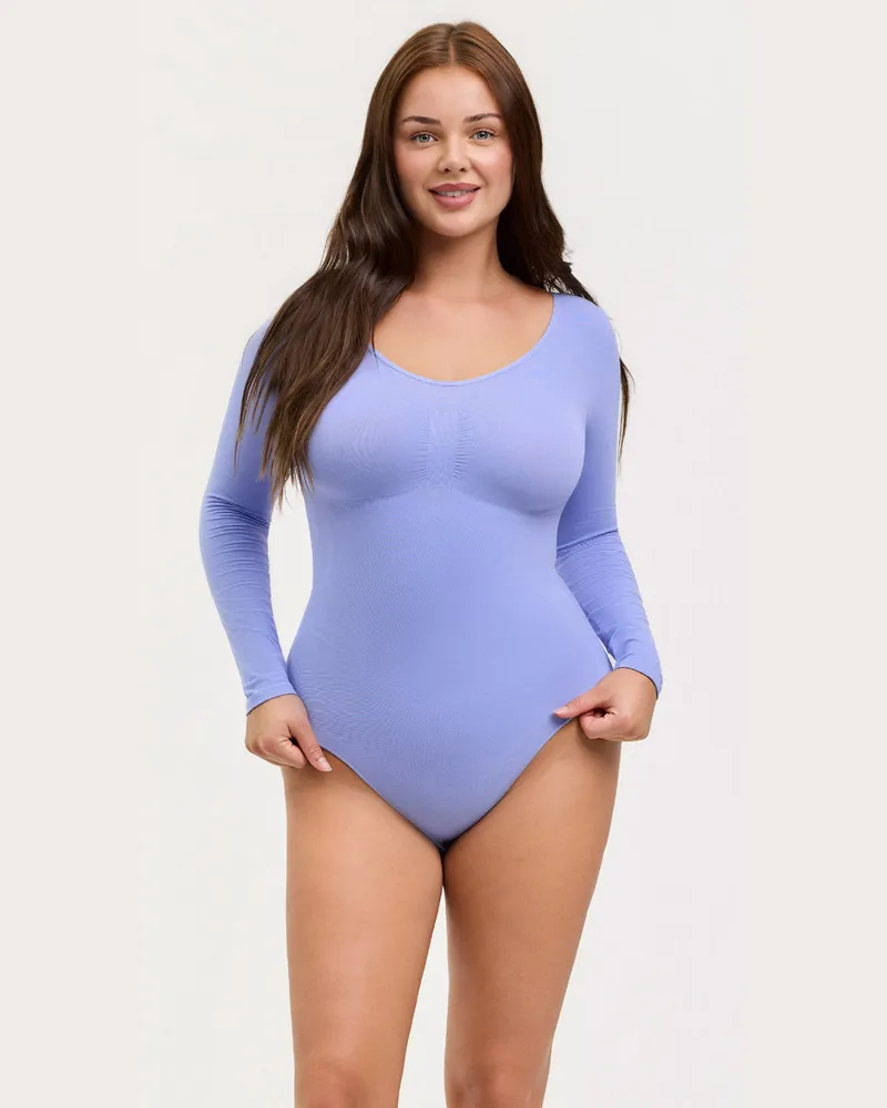 creamy fabrics Bodysuit Sculpting Shapewear Longsleeve mit Slip (#2) - Soft Violet / XL 