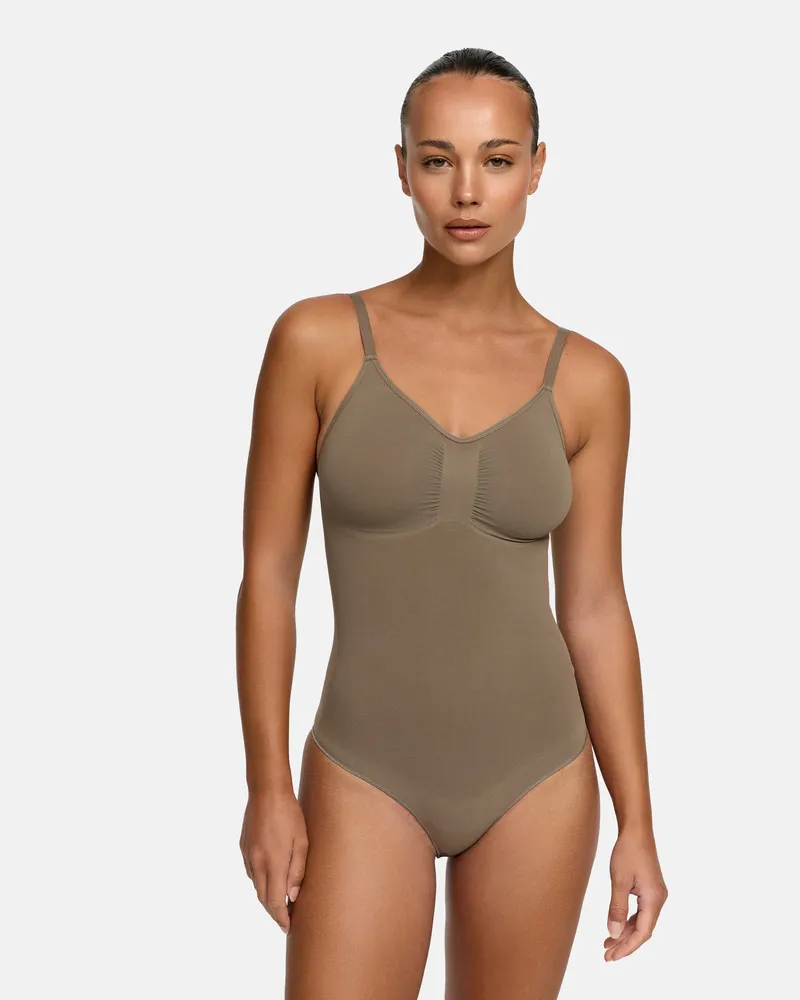 creamy fabrics Bodysuit Sculpting Shapewear mit String - Taupe / 5XL 