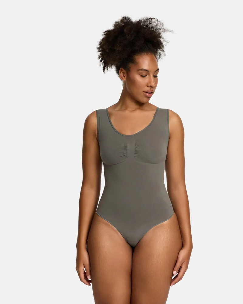 creamy fabrics Tank Bodysuit Sculpting Shapewear mit String (#2) - Graphit / 2XL 