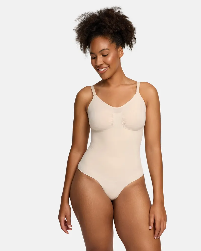 creamy fabrics Bodysuit Sculpting Shapewear mit String (#2) - Sand / XS 