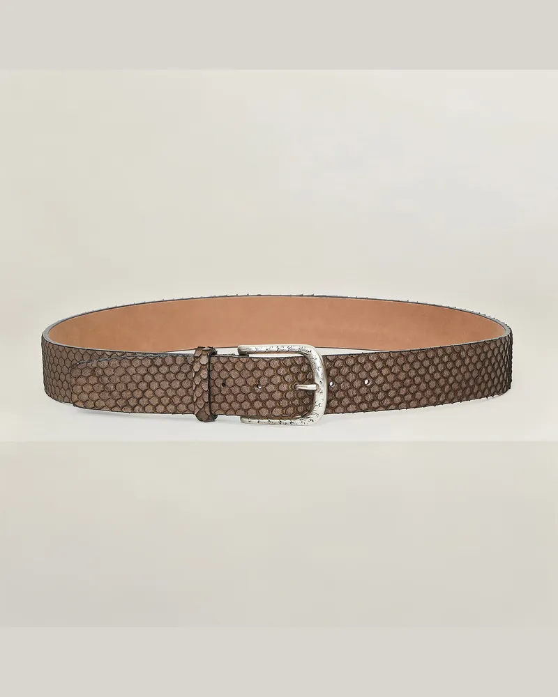 Reptile's House 40 mm Ledergürtel mit Scar schnalle und Python-Print 