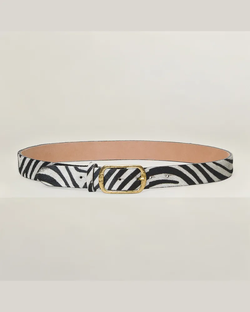 Reptile's House Alma Schnalle und 30 mm nahtloser Ponyfell gürtel - Zebra 