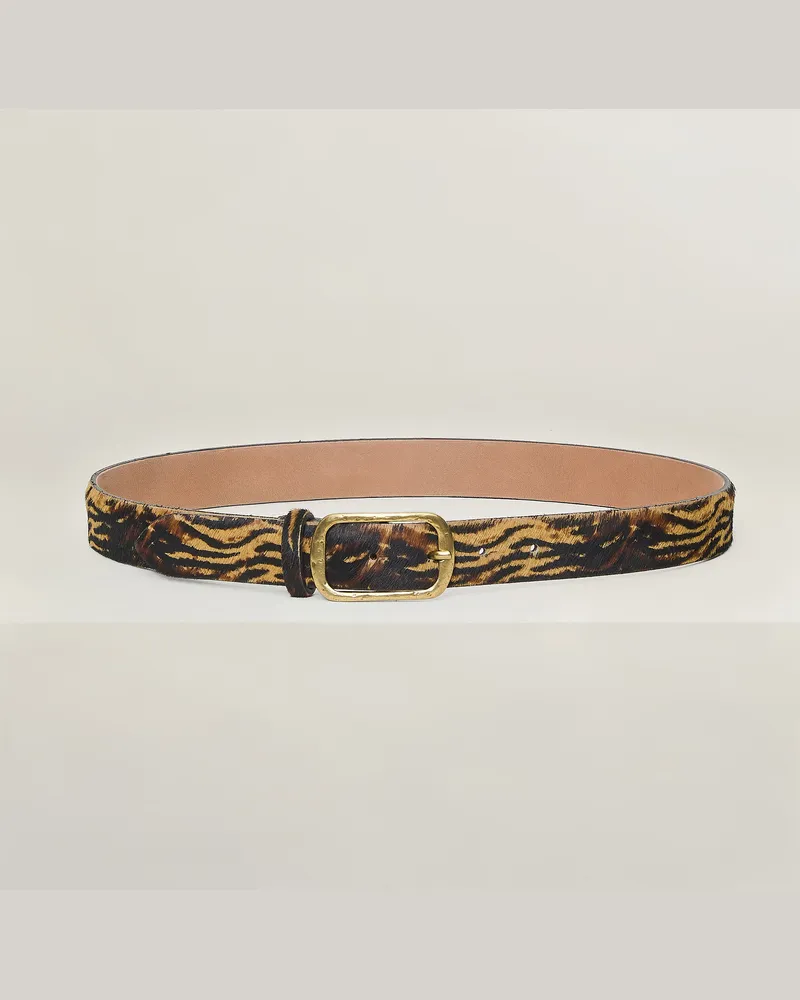 Reptile's House Alma Schnalle und 30 mm nahtloser Ponyfell gürtel - Zebra 