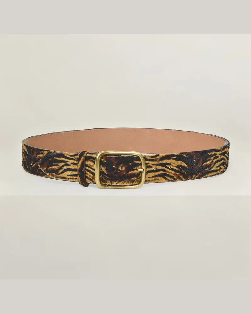 Reptile's House Gürtel mit Löwen schnalle und nahtlosem 40mm Pferdefell - Zebra 