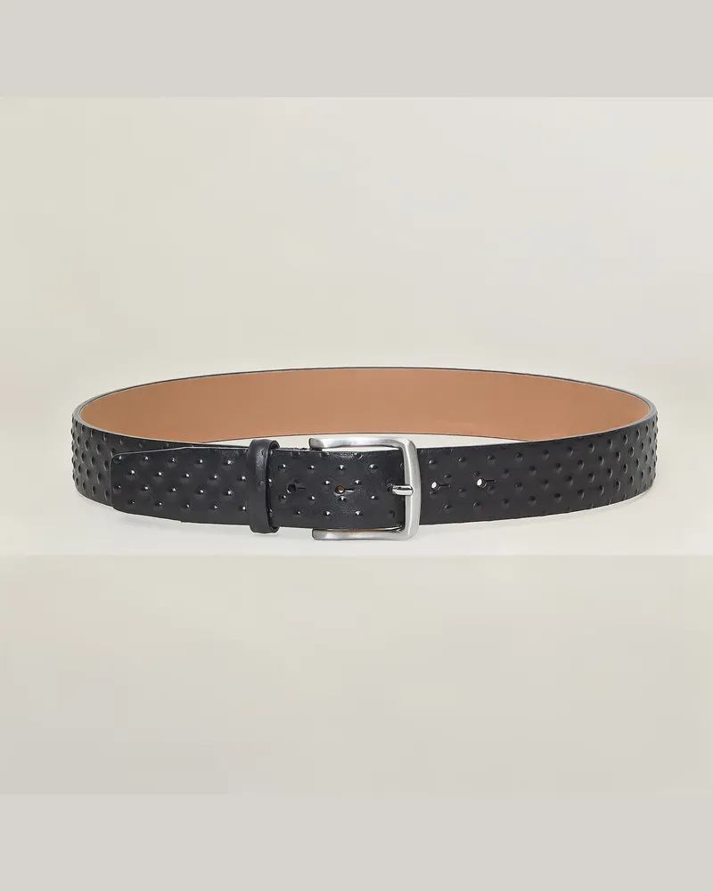 Reptile's House Sasha Schnalle und Gürtel aus Leder mit Punktrelief 40mm - Testa di Moro 
