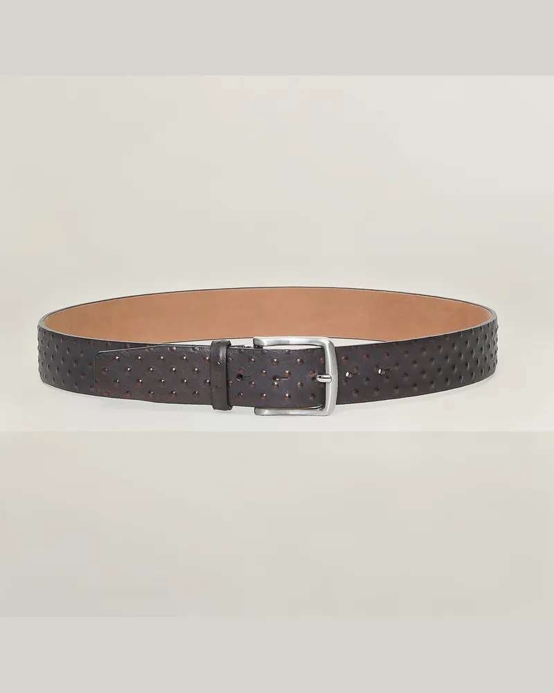 Reptile's House Sasha Schnalle und Gürtel aus Leder mit Punktrelief 40mm - Testa di Moro 