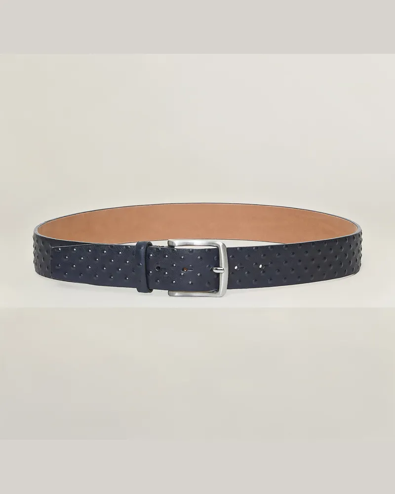 Reptile's House Sasha Schnalle und Gürtel aus Leder mit Punktrelief 40mm - Testa di Moro 