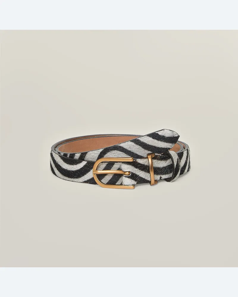 Reptile's House Étoile Schnalle und nahtloser 25-mm-Gürtel aus Ponyfell - Zebra 