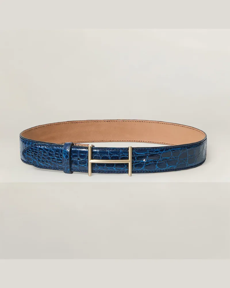 Reptile's House Horus Schnalle und 40 mm Gürtel aus Krokodilleder von der Flanke - Jeans 