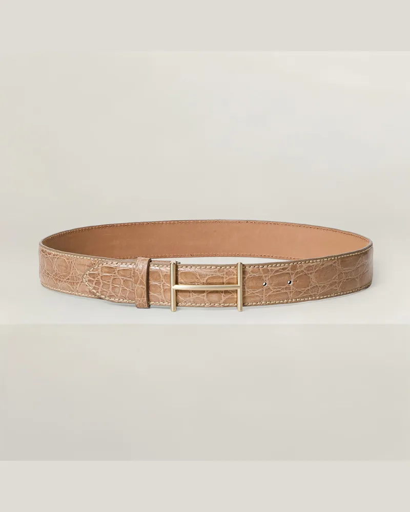 Reptile's House Horus Schnalle und 40 mm Gürtel aus Krokodilleder von der Flanke - Jeans 