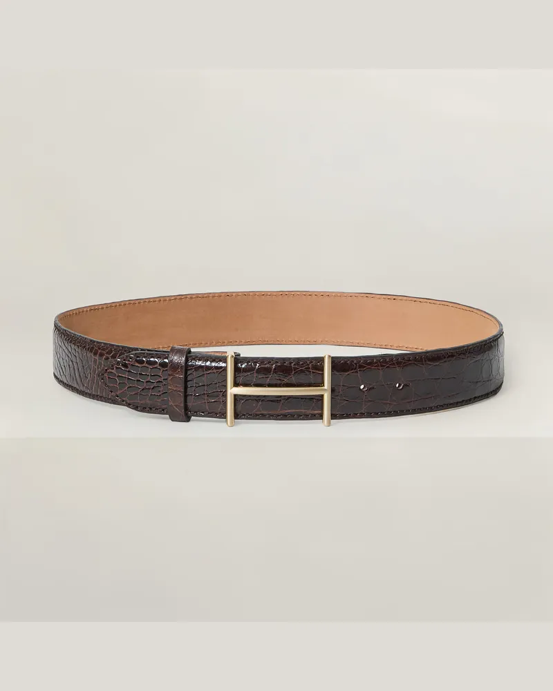 Reptile's House Horus Schnalle und 40 mm Gürtel aus Krokodilleder von der Flanke - Jeans 