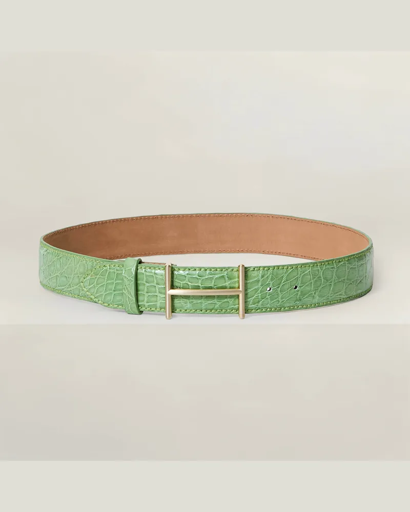 Reptile's House Horus Schnalle und 40 mm Gürtel aus Krokodilleder von der Flanke - Jeans 
