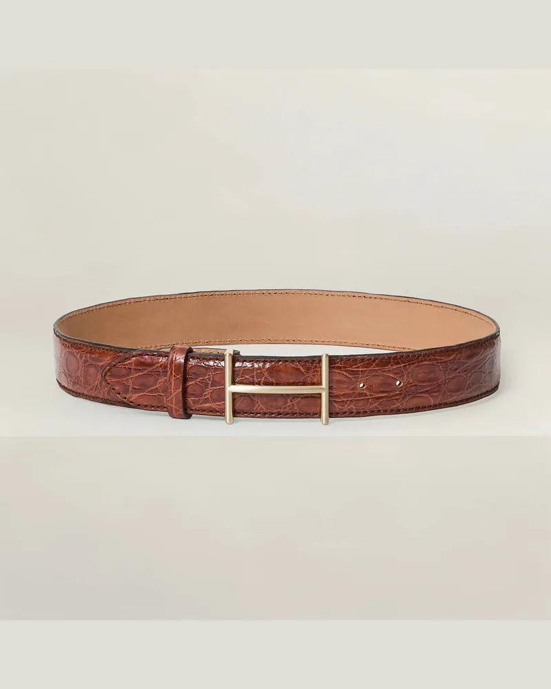 Reptile's House Horus Schnalle und 40 mm Gürtel aus Krokodilleder von der Flanke - Jeans 