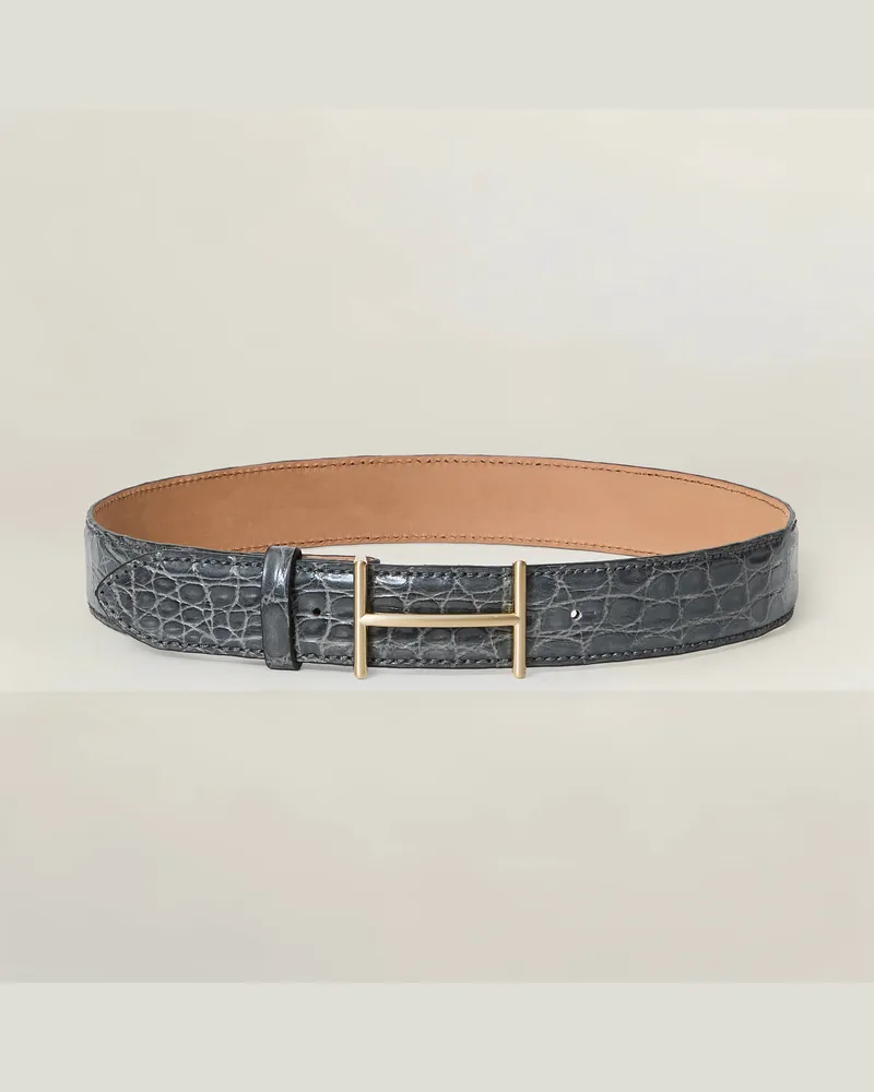 Reptile's House Horus Schnalle und 40 mm Gürtel aus Krokodilleder von der Flanke - Jeans 