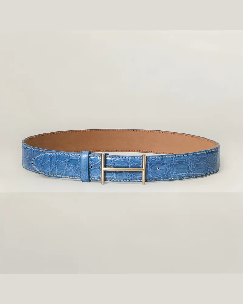 Reptile's House Horus Schnalle und 40 mm Gürtel aus Krokodilleder von der Flanke - Jeans 