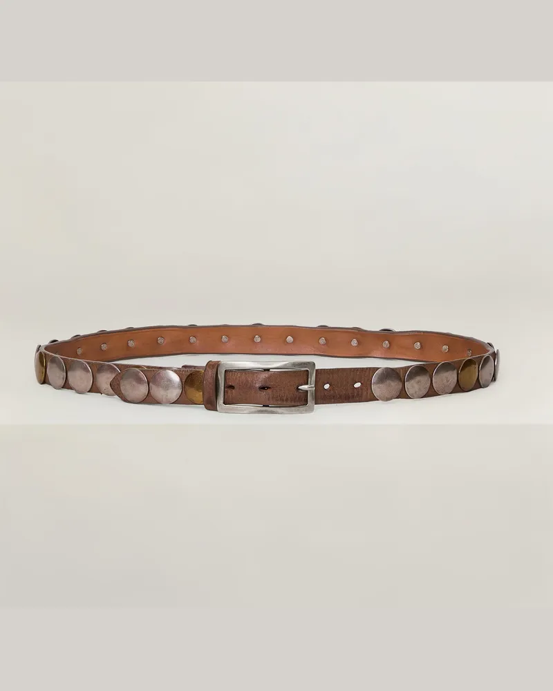 Reptile's House Touch - Ledergürtel mit Nieten - Braun 