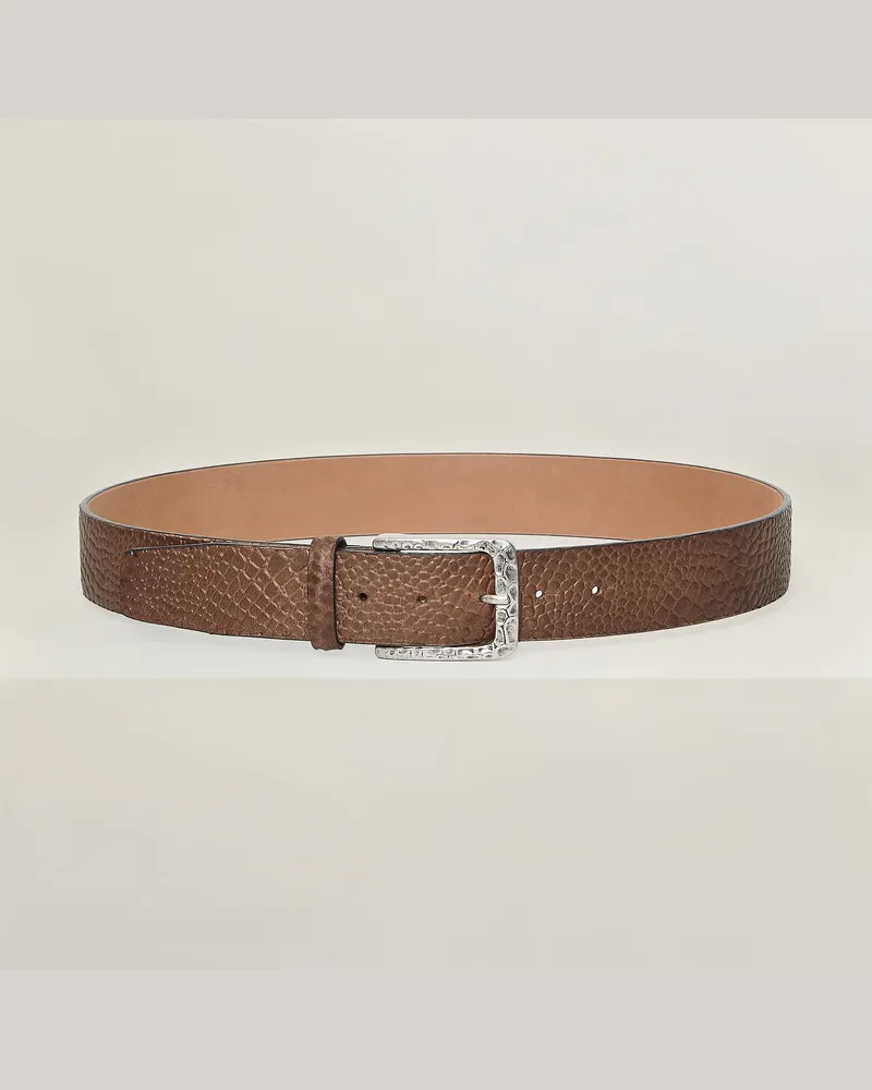 Reptile's House Iside Schnalle und Gürtel aus Krokodilgeprägtes Leder 40mm - Testa di Moro 