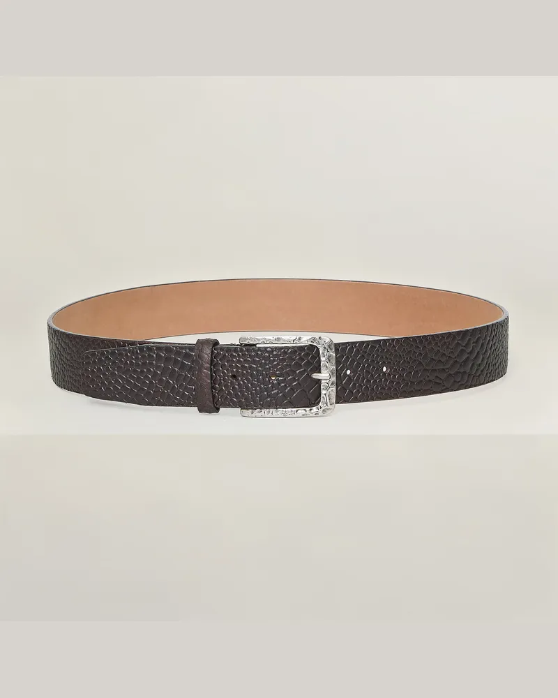 Reptile's House Iside Schnalle und Gürtel aus Krokodilgeprägtes Leder 40mm - Testa di Moro 