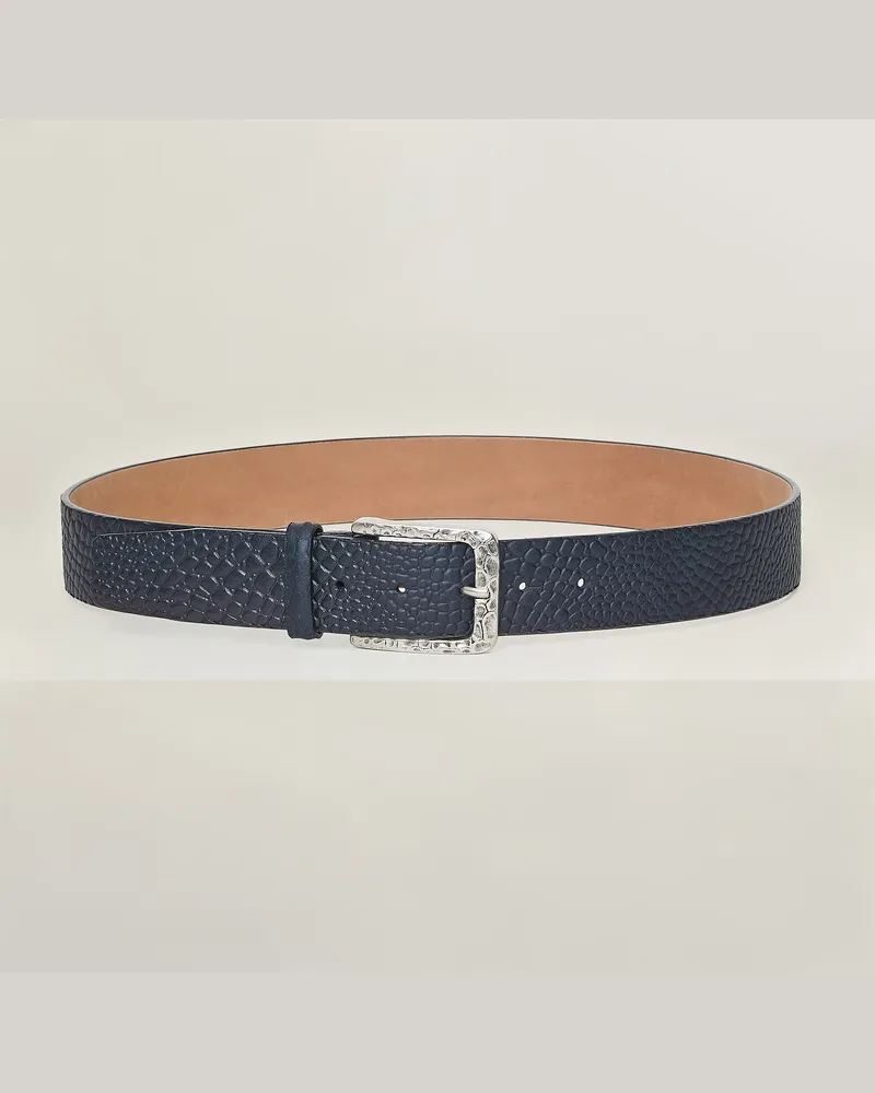 Reptile's House Iside Schnalle und Gürtel aus Krokodilgeprägtes Leder 40mm - Testa di Moro 