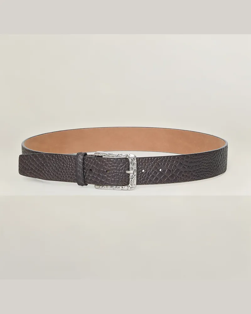 Reptile's House Iside Schnalle und Gürtel aus Krokodilgeprägtes Leder 40mm - Testa di Moro 