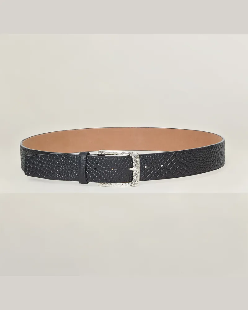 Reptile's House Iside Schnalle und Gürtel aus Krokodilgeprägtes Leder 40mm - Testa di Moro 