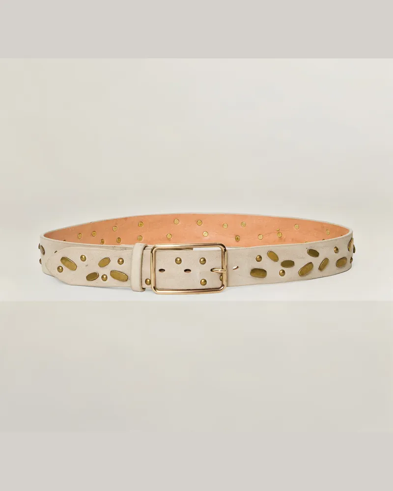 Reptile's House Lara-Schnalle und 40 mm Wildledergürtel mit Nieten - Tabak 