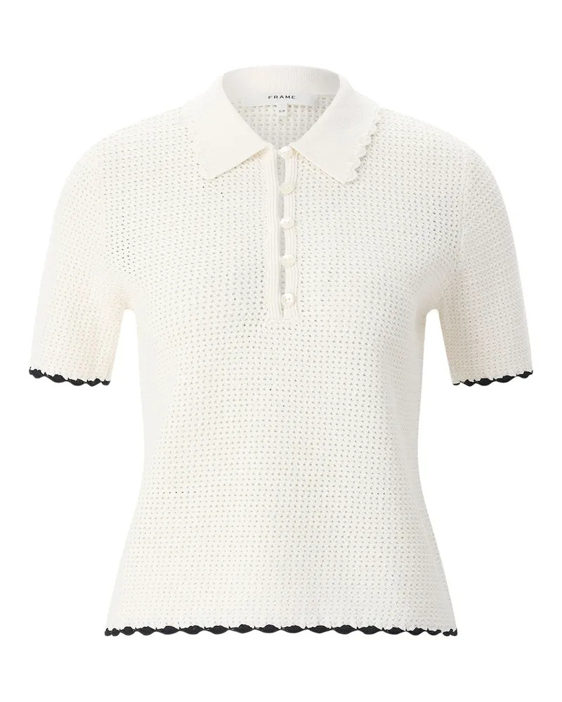 Frame Denim Gestricktes Shirt mit Lochmuster Creme