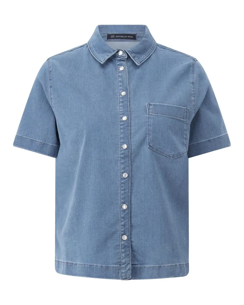 RAFFAELLO ROSSI  Kurzarm Bluse im Denim-Style Blau