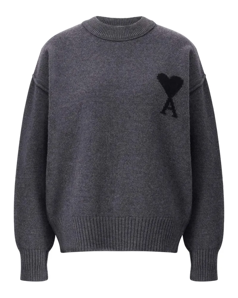 AMI Paris Pullover aus Schurwolle Grau