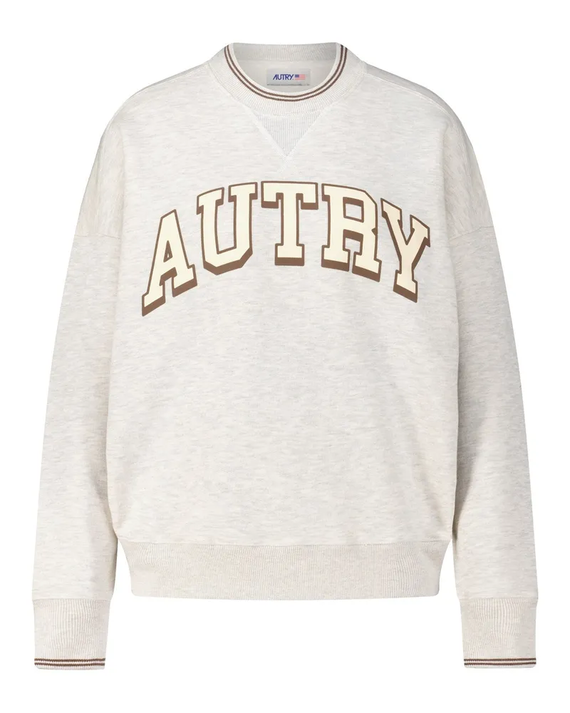 AUTRY Crewneck Sweater mit großem Logo Hellgrau