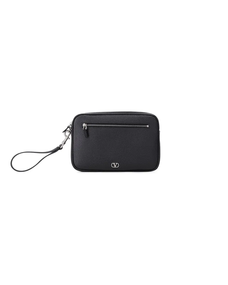 Valentino Garavani Pochette aus Leder Schwarz