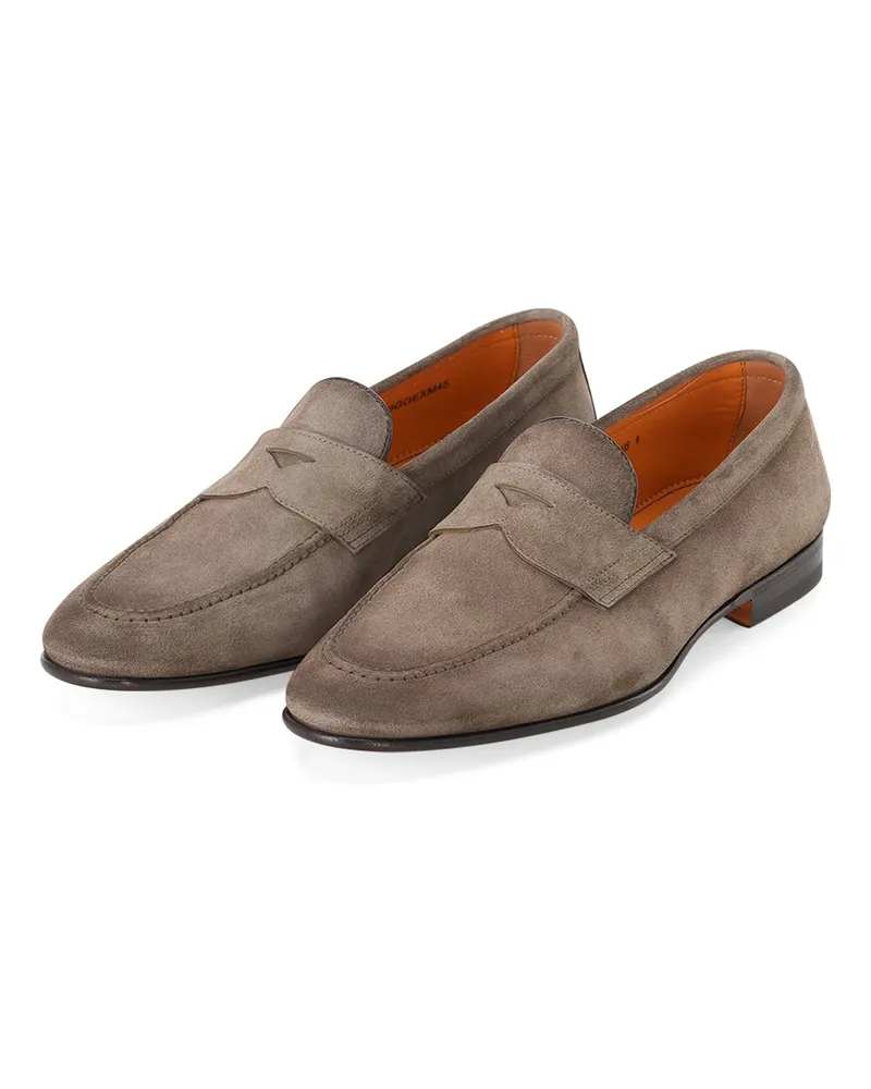 Santoni Loafers aus Veloursleder Braun