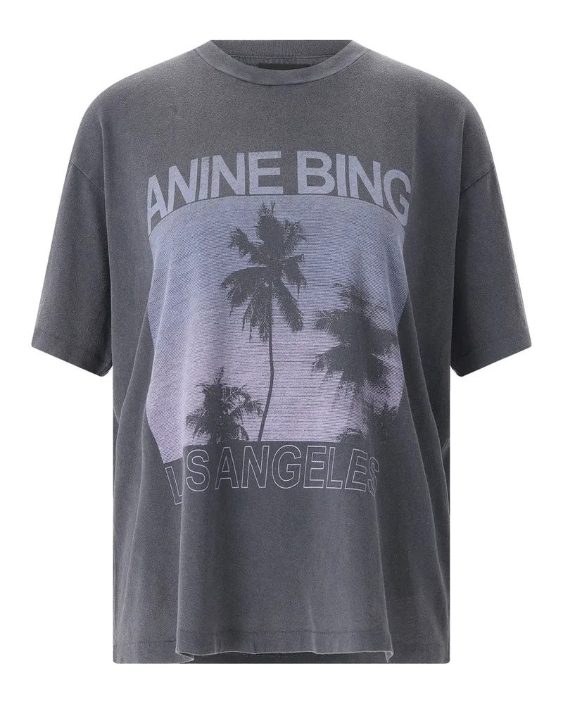 Anine Bing T-Shirt mit Print Dunkelgrau