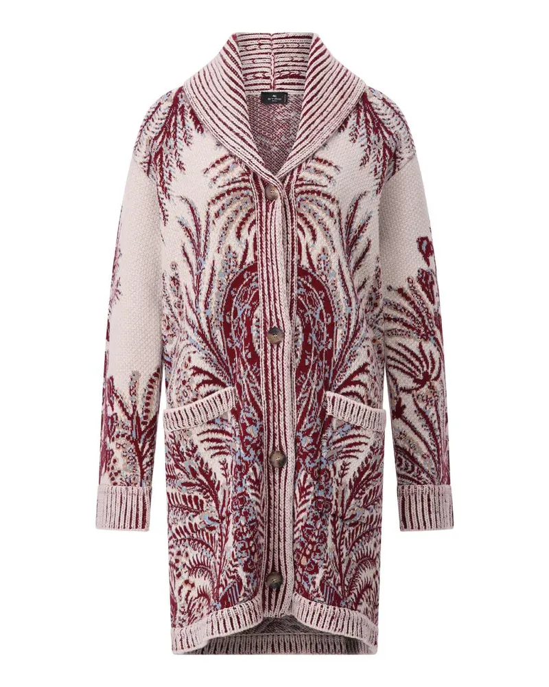 Etro Strickmantel mit Paisley-Muster Rot